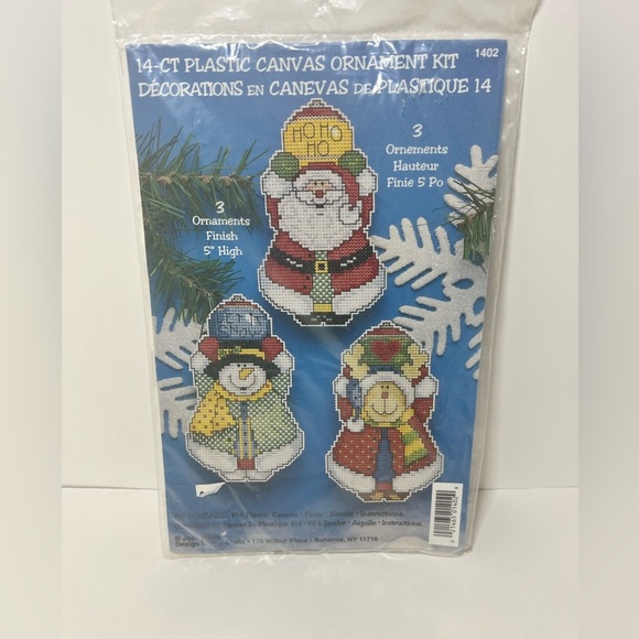 Design Works Santa SNOWMAN Reindeer Cross Stitch Ornament Kit #1402 SEALED - Picture 1 of 5